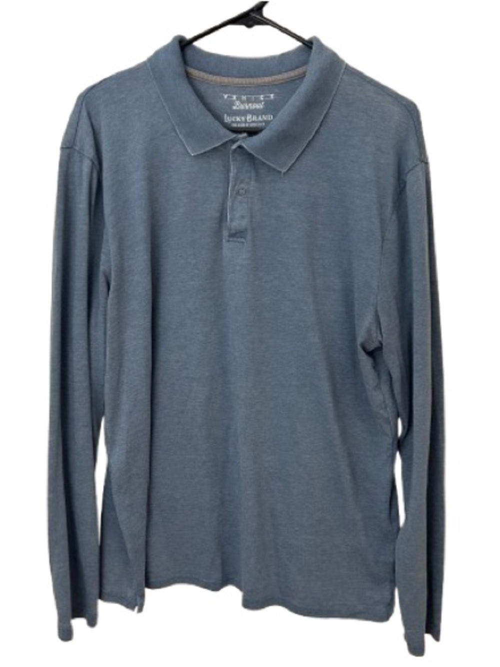 Lucky Brand Men's Long Sleeve Polo - Slate Blue Heather